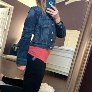 Express dark Distressed Denim Jacket Small